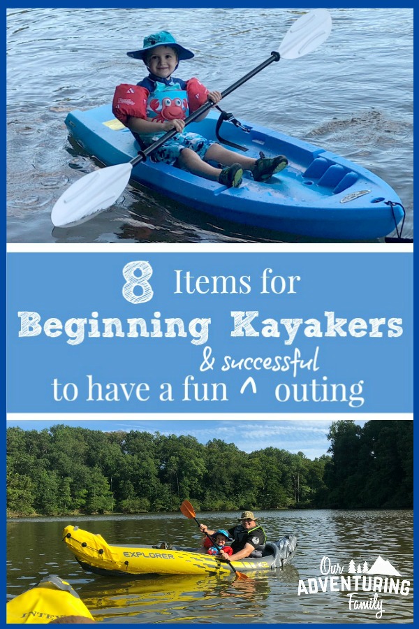 We've kayaked as a family a few times now and here's the gear we recommend for beginning kayakers who don't want to spend a lot, but still want to have fun! Find the list at ouradventuringfamily.com.