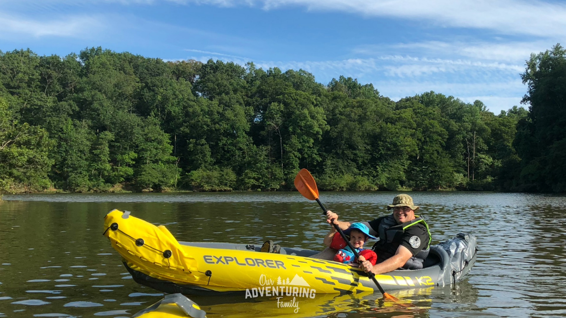 We've kayaked as a family a few times now and here's the gear we recommend for beginning kayakers who don't want to spend a lot, but still want to have fun! Find the list at ouradventuringfamily.com.