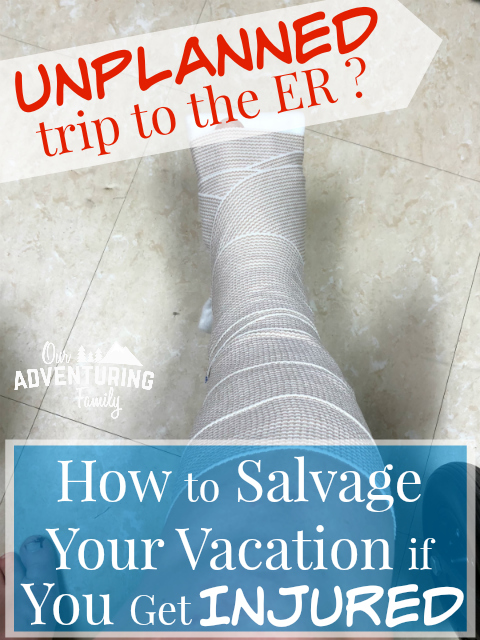 Accidents happen, even when on vacation. This happened to me recently, but we still had a good time. Go to ouradventuringfamily.com to read how to salvage your vacation if you get injured.