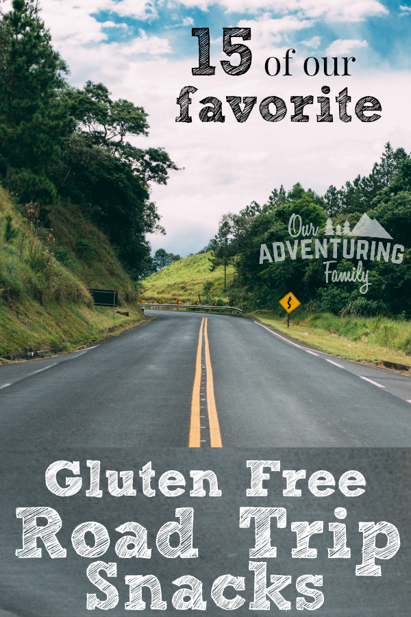 Looking for gluten free road trip snack ideas? I share some of our favorite sweet and savory gluten free road trip snacks at ouradventuringfamily.com. 