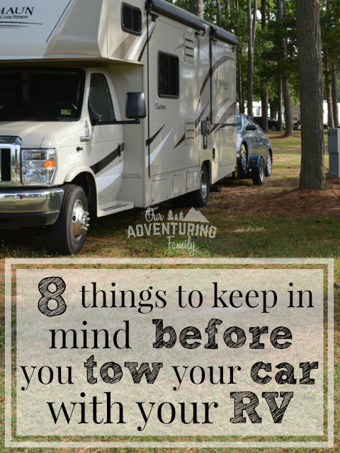 Want to tow your car behind your RV but you're not sure where to start? Read our tips to get you started towing with your RV at ouradventuringfamily.com.