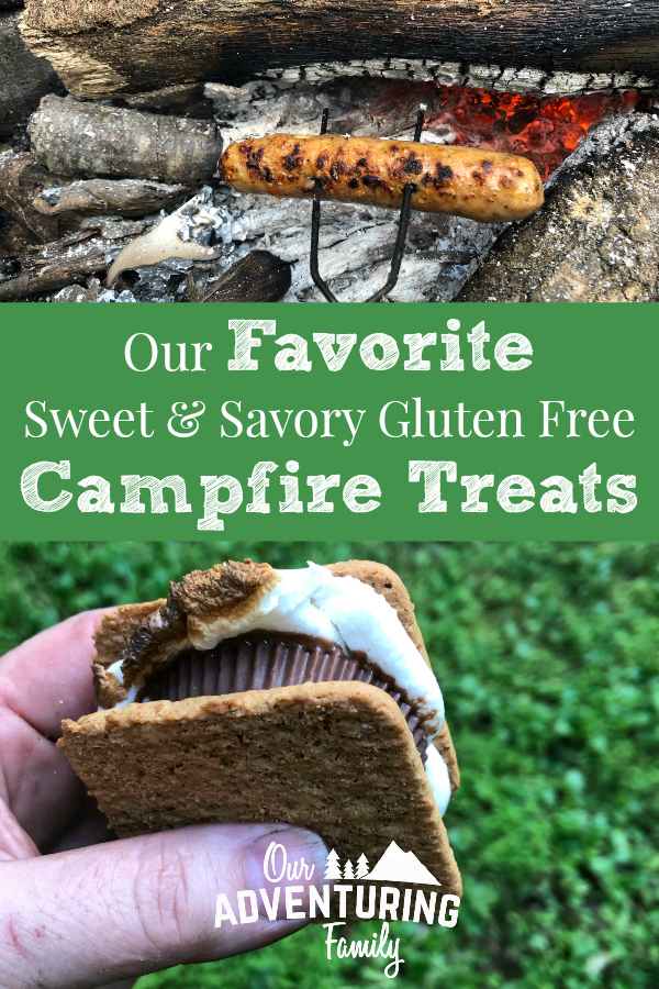 Need some ideas for gluten-free campfire treats? I shared a list of both sweet and savory gf campfire treats at ouradventuringfamily.com.