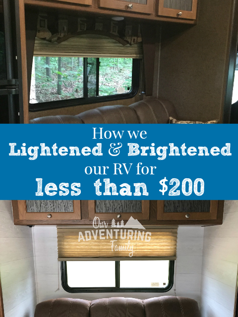 Looking for some easy and inexpensive ways to update your RV interior? We made some easy updates that have a big impact for less than $200. Find all the details at ouradventuringfamily.com.