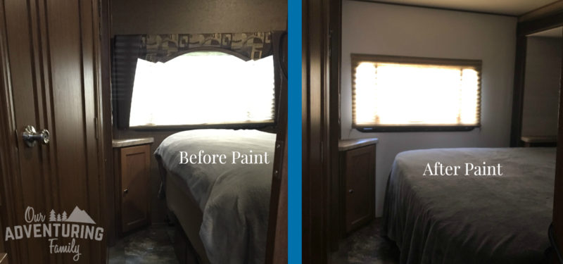 With a little paint and wallpaper we turned our dark cave of an RV into a brighter space. And it cost less than $200! Go too ouradventuringfamily.com to find out how we did it.