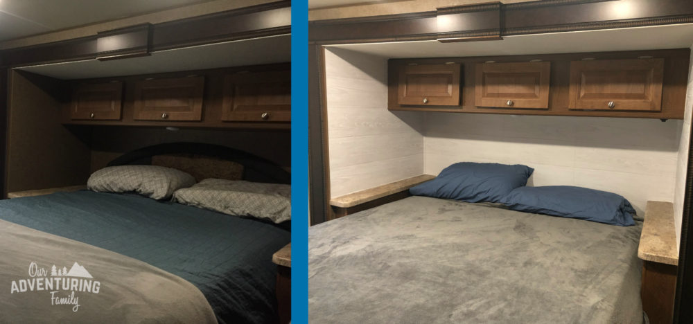 Looking for some easy and inexpensive ways to update your RV interior? We made some easy updates that have a big impact for less than $200. Find all the details at ouradventuringfamily.com. 