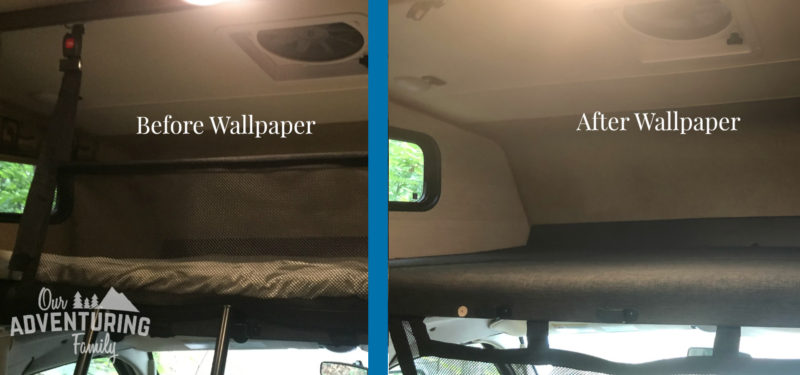 With a little paint and wallpaper we turned our dark cave of an RV into a brighter space. And it cost less than $200! Go too ouradventuringfamily.com to find out how we did it.