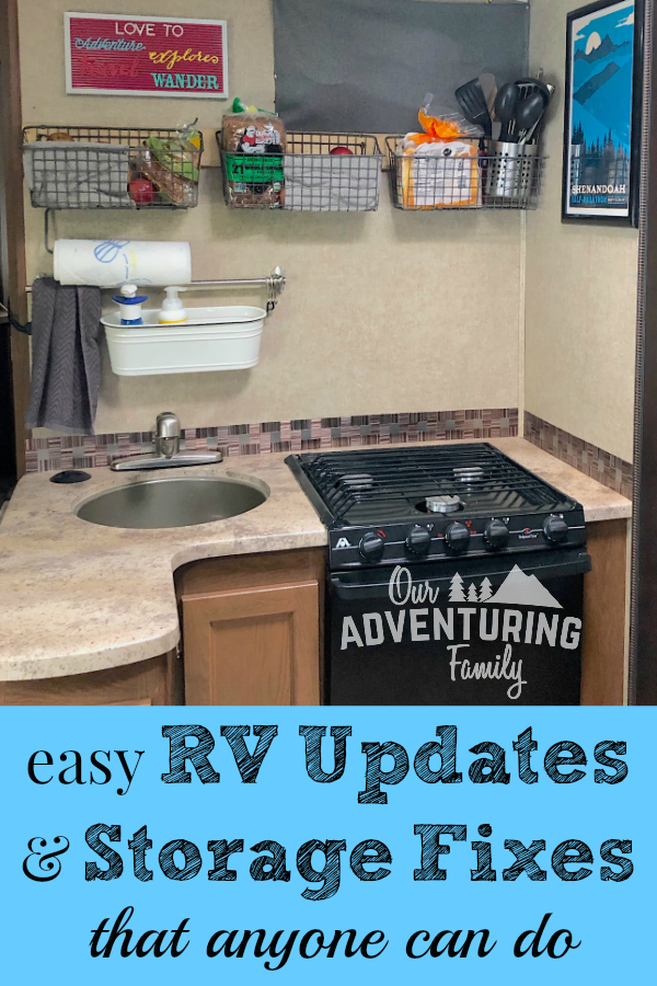 A few easy RV updates and storage projects have made better use of space in our RV and fixed some problem areas. Learn more about what we did at ouradventuringfamily.com. 