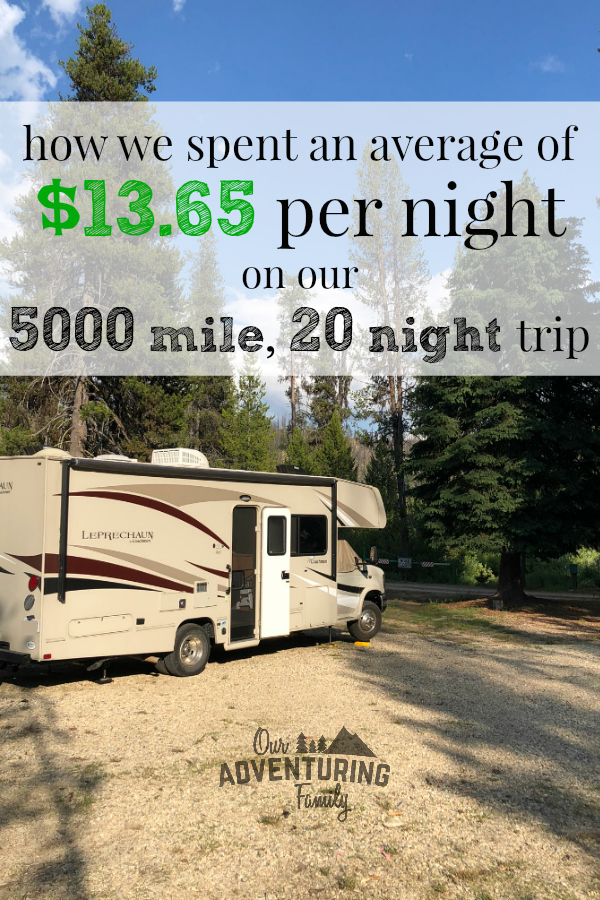 We spent less than $14 a night on a recent 20 night, 5000 mile road trip. Read our tips for how we kept our camping costs so low, and how you can too! Find them at ouradventuringfamily.com.