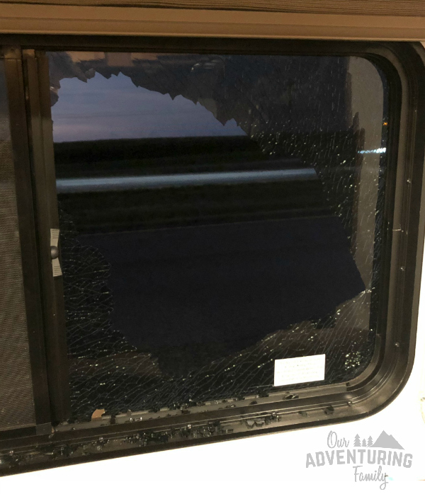 We suffered a broken RV window while we were driving down the freeway this summer. Scary? Yes. But we survived and learned a lot, and here's how you can too. Find out more at ouradventuringfamily.com.