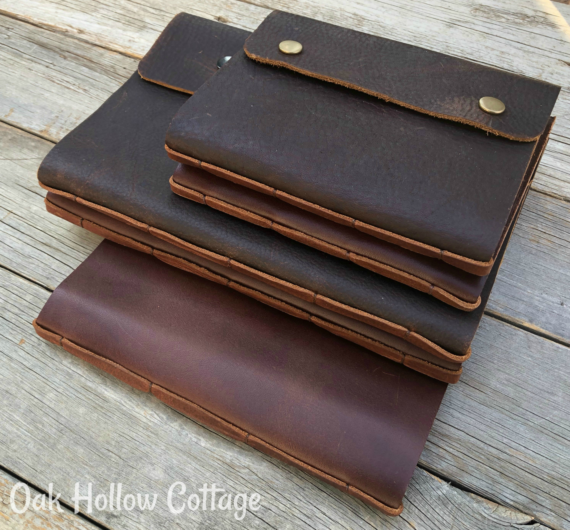 Need a unique gift for a traveler in your life? Looking for a sturdy travel journal for yourself? Our handmade leather travel journals make great gifts for yourself or others. Order them at etsy.com/shop/OakHollowCottage.