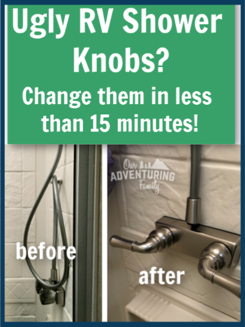 Change your RV shower knobs for new handles in 15 minutes or less with our tutorial at ouradventuringfamily.com.