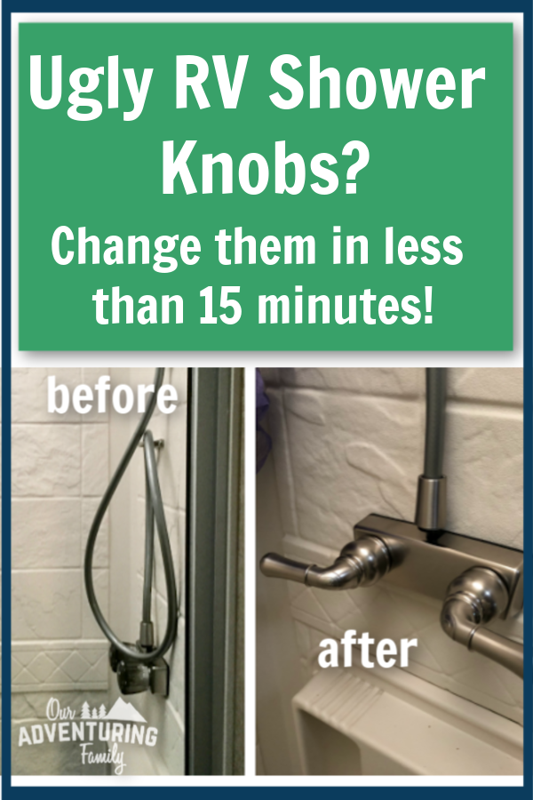 Change your RV shower knobs for new handles in 15 minutes or less with our tutorial at ouradventuringfamily.com.