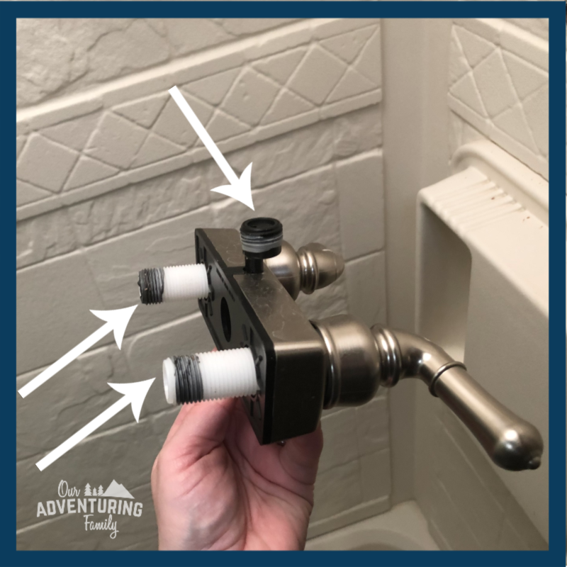 Change your RV shower knobs for new handles in 15 minutes or less with our tutorial at ouradventuringfamily.com.