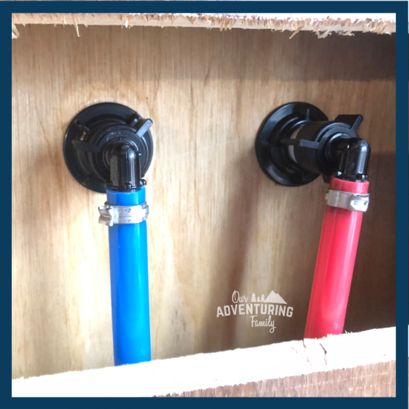 Hate your ugly RV shower knobs? Change them for easy-to-use handles in less than 15 minutes with our tutorial. Find the tutorial at ouradventuringfamily.com. 