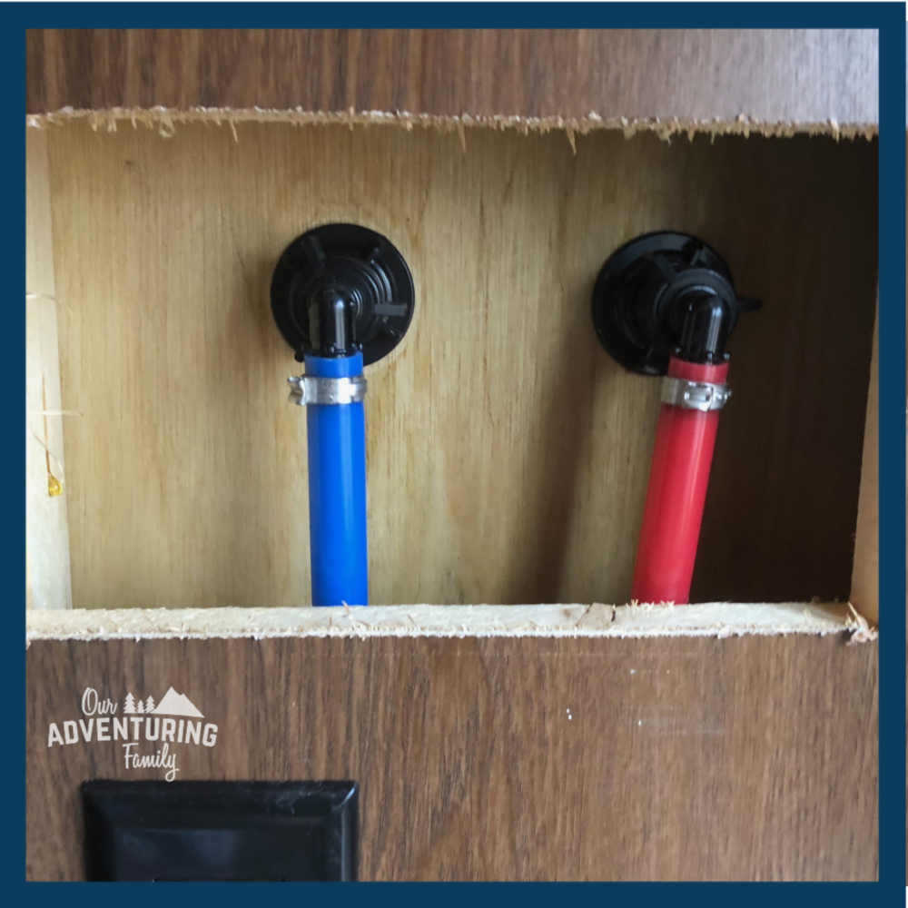 Hate your ugly RV shower knobs? Change them for easy-to-use handles in less than 15 minutes with our tutorial. Find the tutorial at ouradventuringfamily.com. 