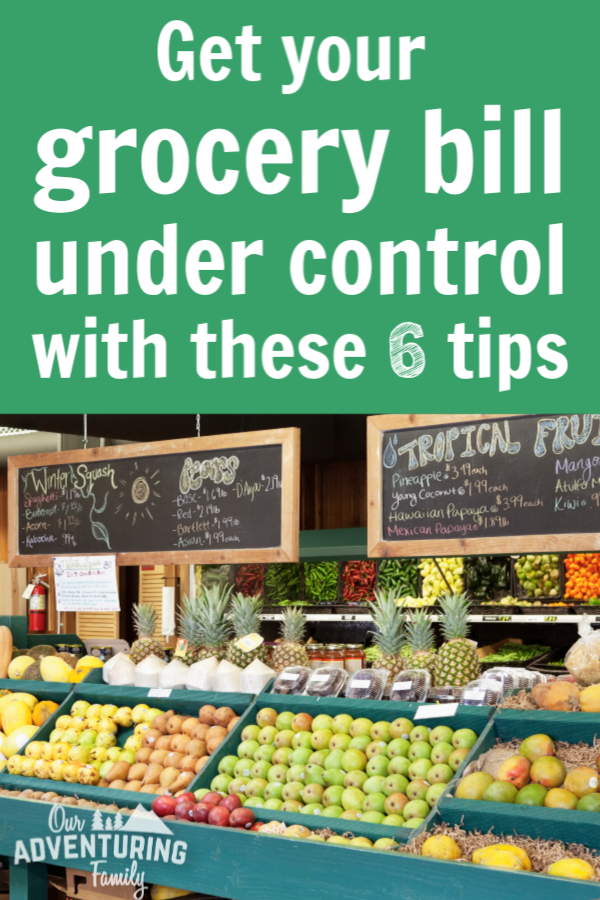 If you’re trying to reduce your grocery bill, try these 6 tips to keep your food budget under control. Find them at ouradventuringfamily.com. 
