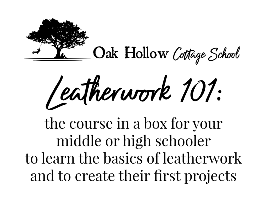 leatherwork 101 course in a box for middle and high school students. find out more at oakhollowcottage.com